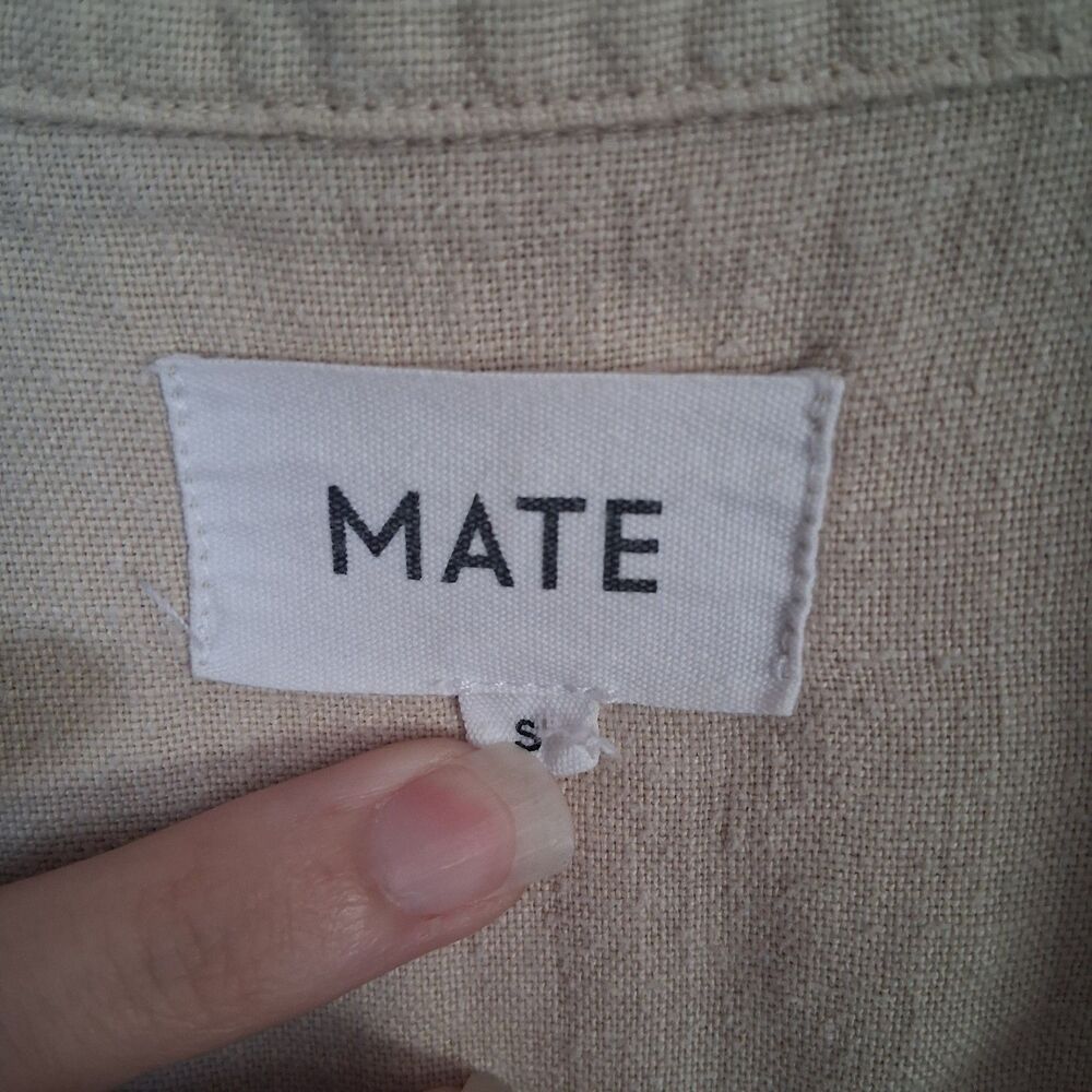 MATE the Label Organic Linen Short Sleeve Utility Jumpsuit S Beige Minimalist - Picture 11 of 12